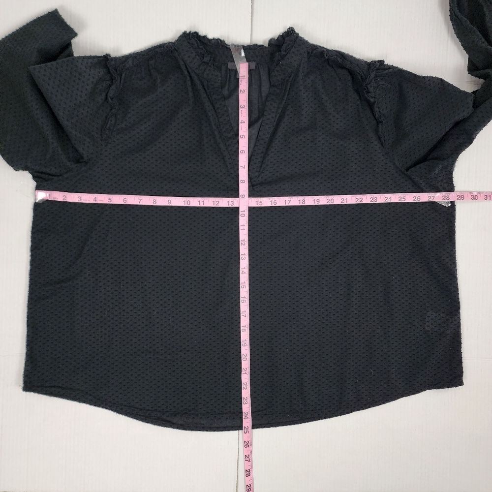 J.Crew Black Cotton Swiss Dot Top V-neck Popover Blouse Shirt Ruffles Size 3X - Picture 9 of 14